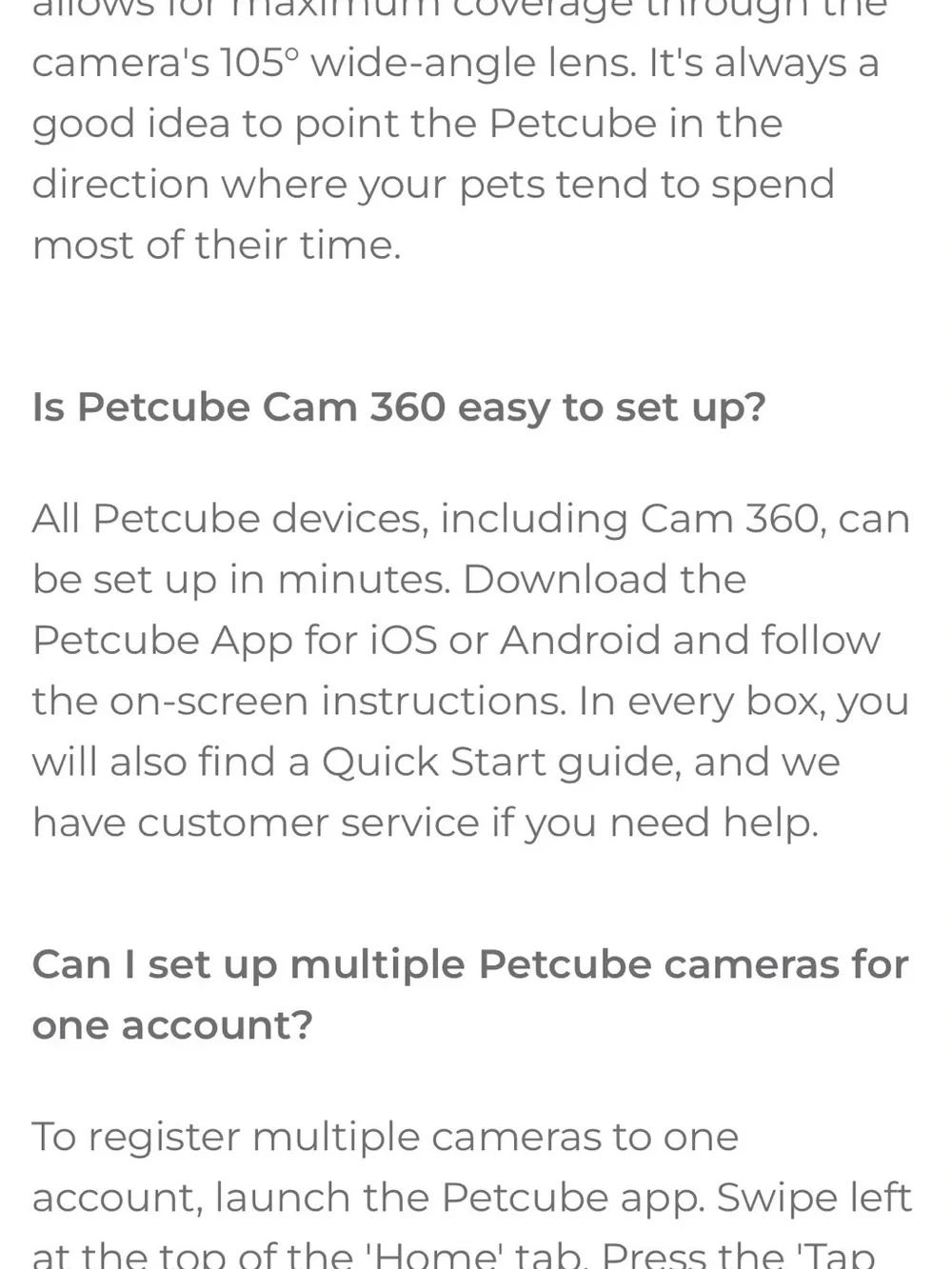 Petcube 360* Compact Home Pet Camera with USB Cable and Wall Mount